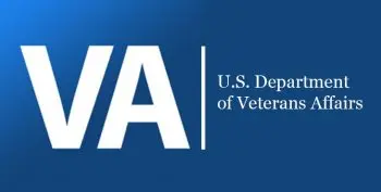 A blue and white logo for the department of veterans affairs.